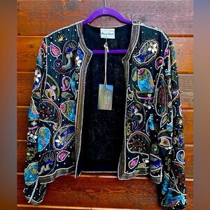 Vintage paisley sequin beaded jacket by Frank Usher